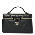 Chanel Caviar Quilted Top Handle Slim Vanity With Chain Black