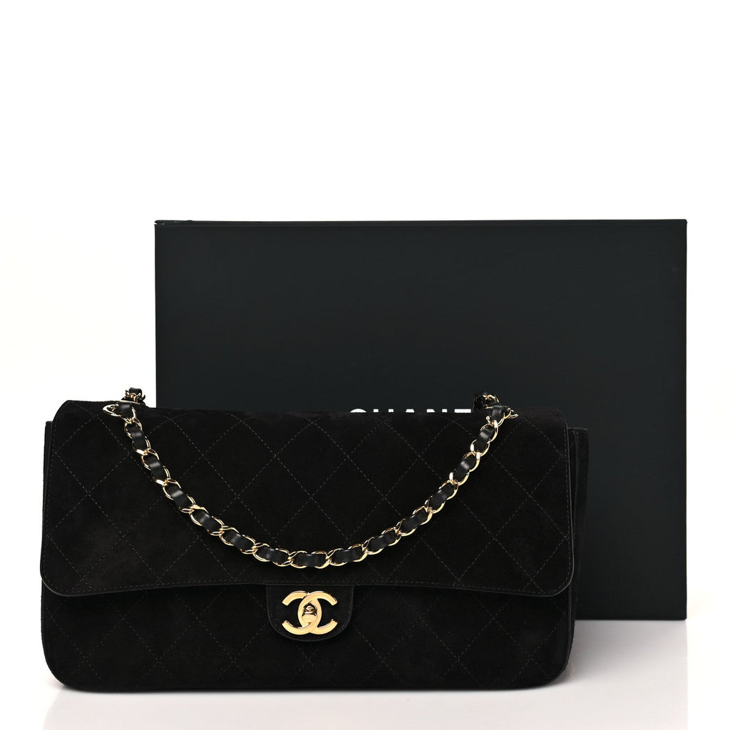 Chanel Suede Calfskin Small Souplissimo Maxi Flap Black