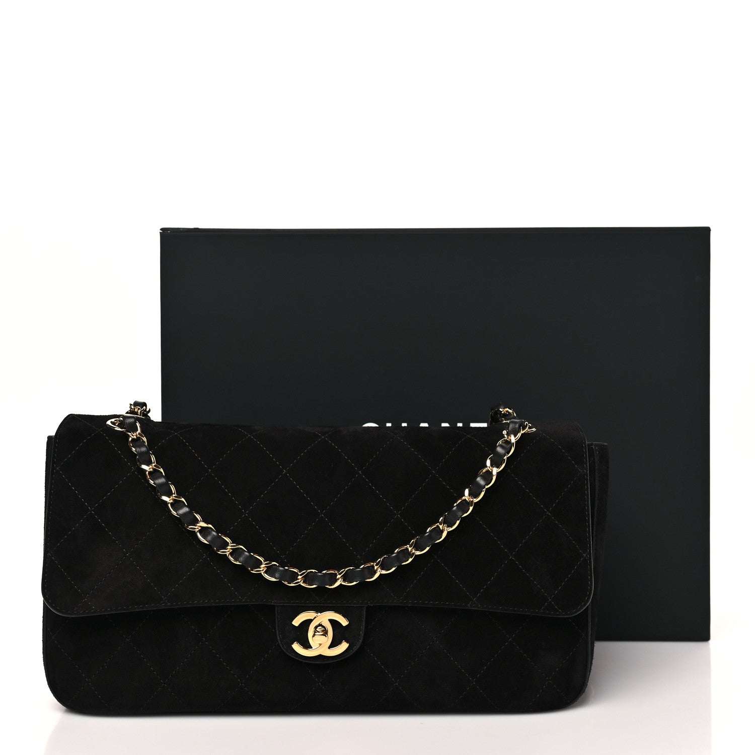 Chanel Suede Calfskin Small Souplissimo Maxi Flap Black