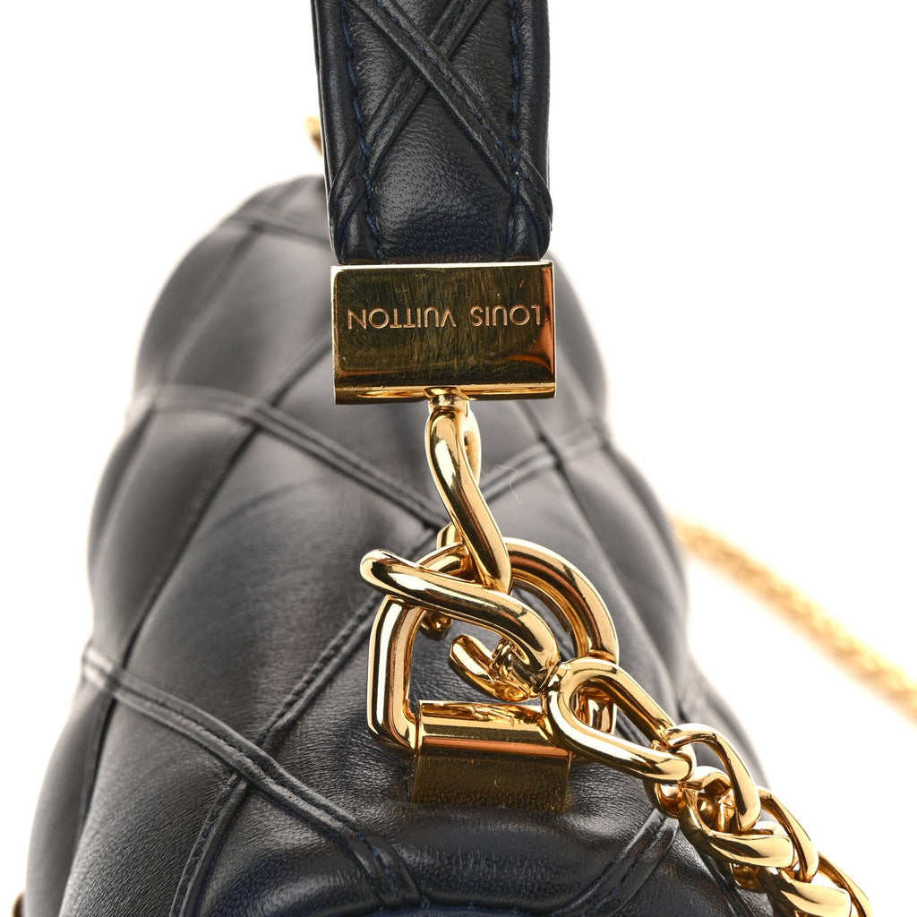 Louis Vuitton Lambskin Malletage Top Handle GO-14 MM Bleu Marine