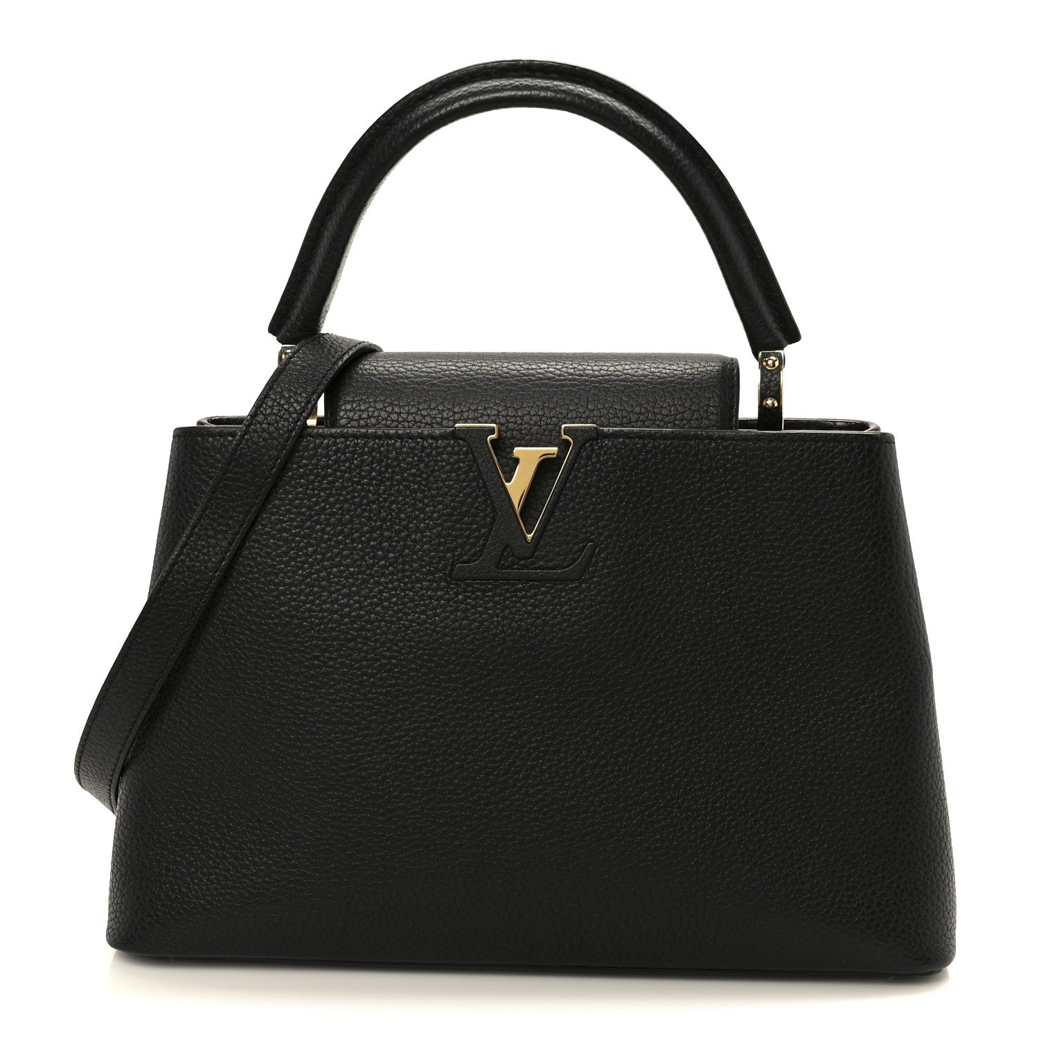 Louis Vuitton Taurillon Capucines PM Black Fuchsia