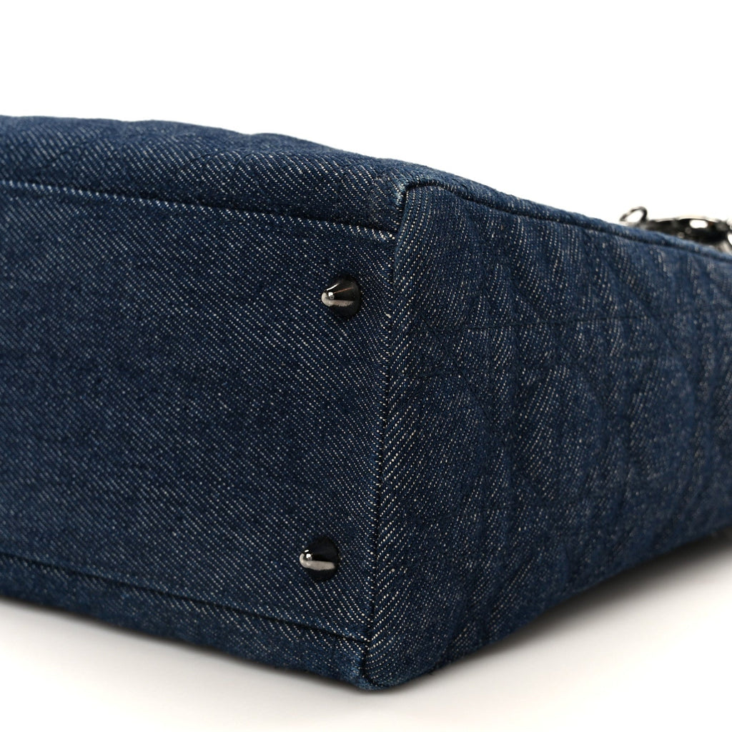 Christian Dior Denim Cannage Medium Lady Dior Blue Black