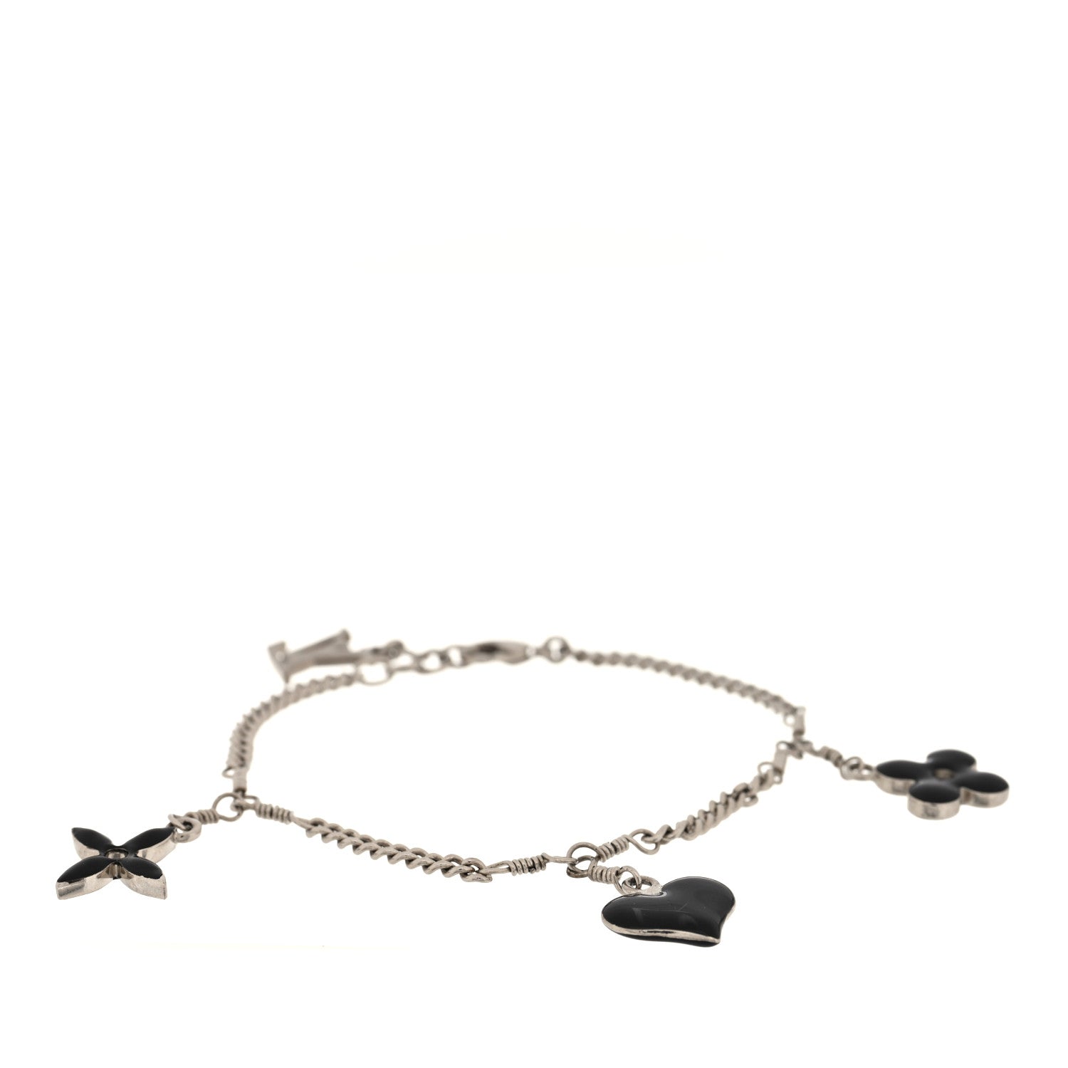 Louis Vuitton Sweet Monogram Charm Bracelet Silver Black