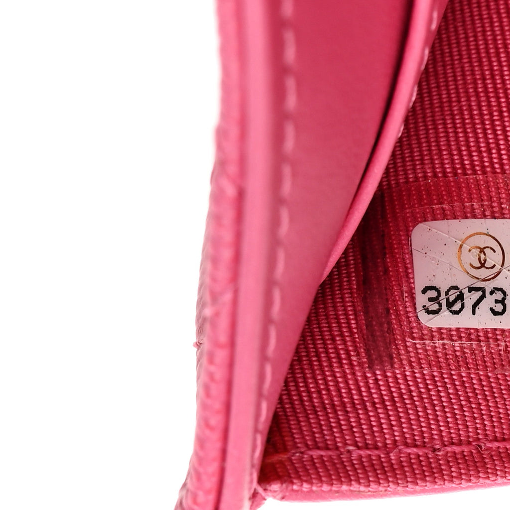 Caviar Quilted Tri-Fold Flap Wallet Pink