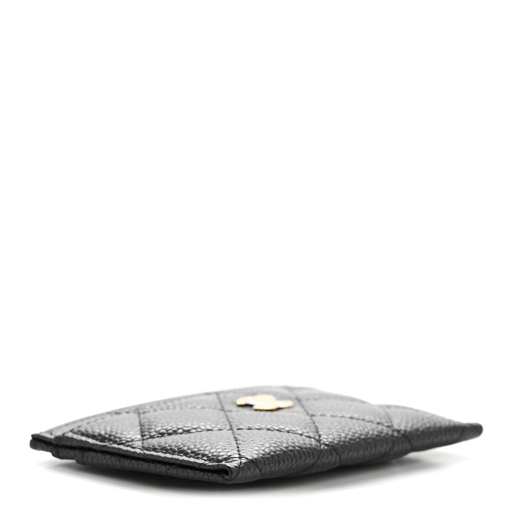 Caviar Quilted Card Holder Black
