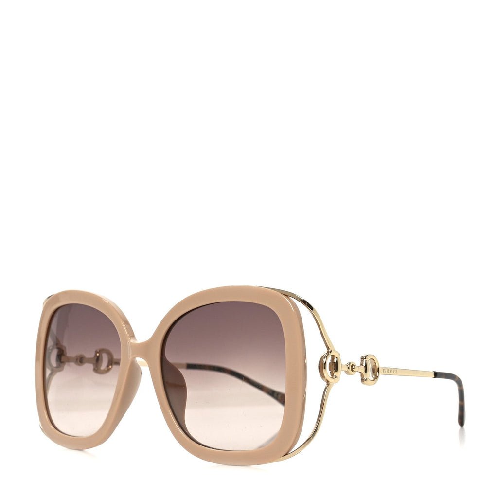 Gucci Acetate Horsebit Square Frame Sunglasses GG1021S Pink Tortoise