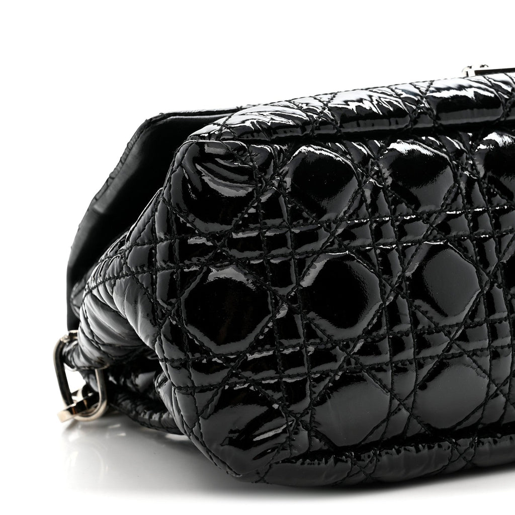 Christian Dior Patent Cannage New Lock Flap Black