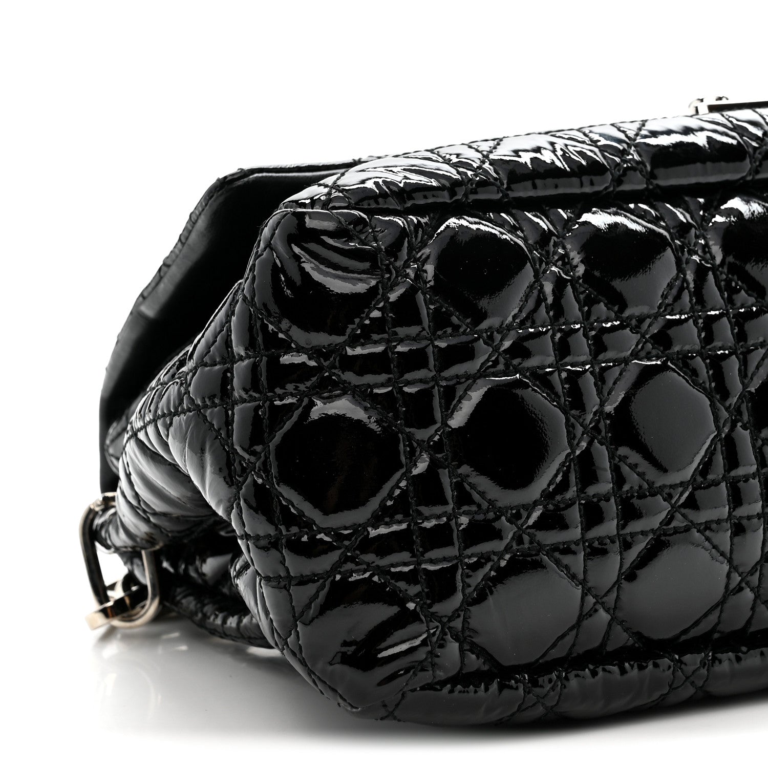 Christian Dior Patent Cannage New Lock Flap Black