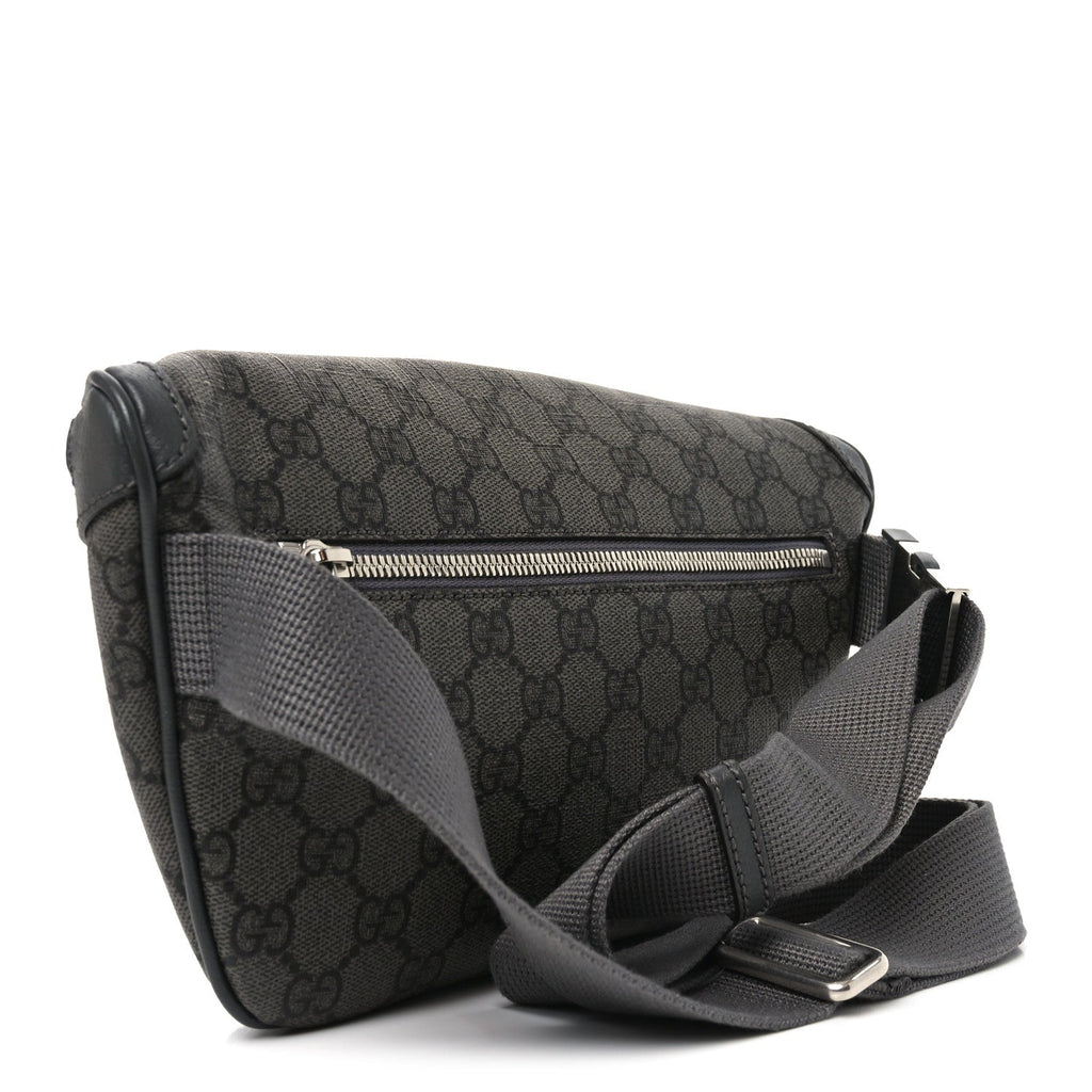 Gucci GG Supreme Monogram Textured Dollar Calfskin Ophidia Belt Bag Grey Black Graphite Grey