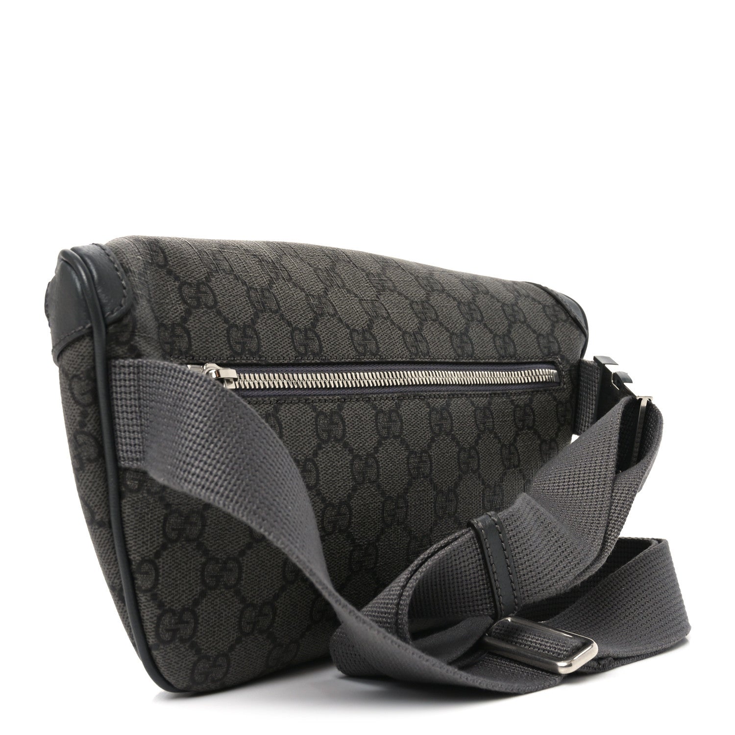 Gucci GG Supreme Monogram Textured Dollar Calfskin Ophidia Belt Bag Grey Black Graphite Grey