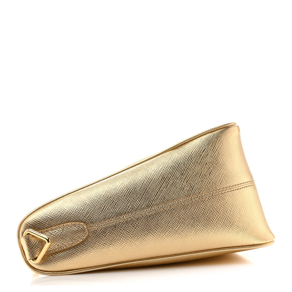 Prada Saffiano Lux Triangle Shoulder Bag Platino