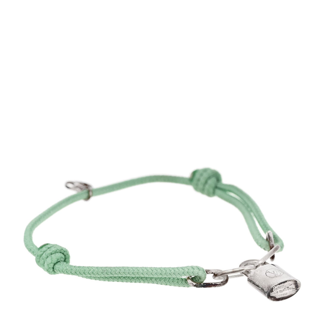 Louis Vuitton X Virgil Abloh Sterling Silver Lockit Adjustable Cord Bracelet Green
