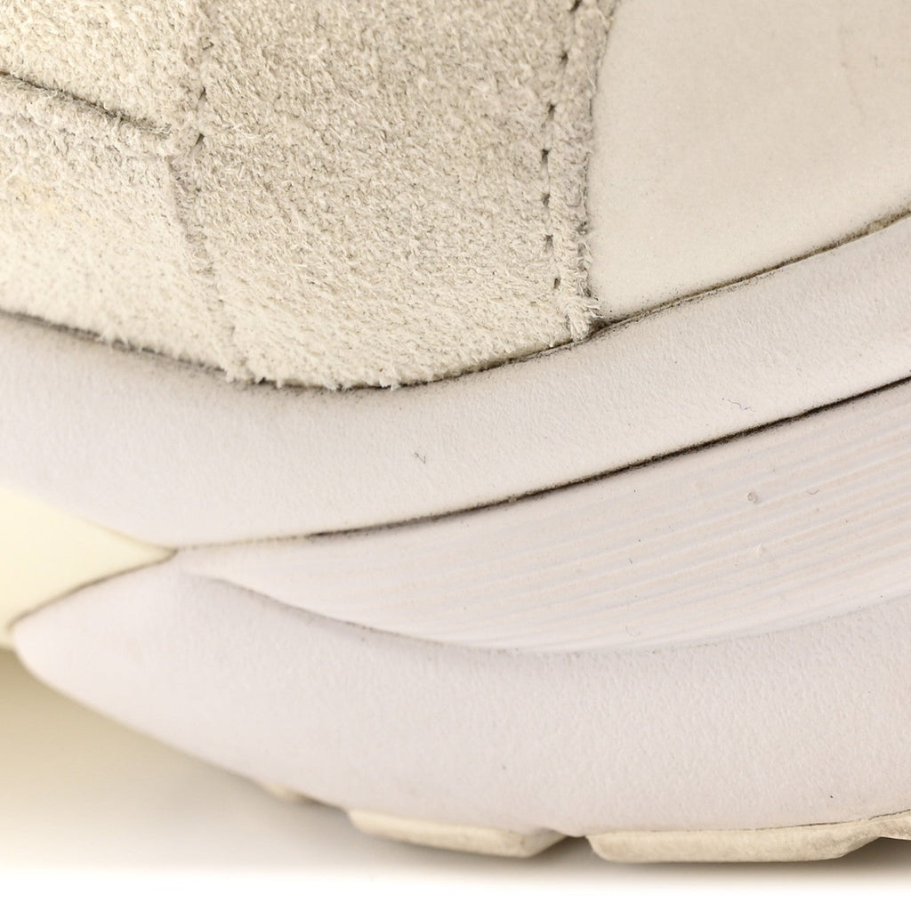 Chanel Suede Calfskin Fabric CC Sneakers 39.5 White