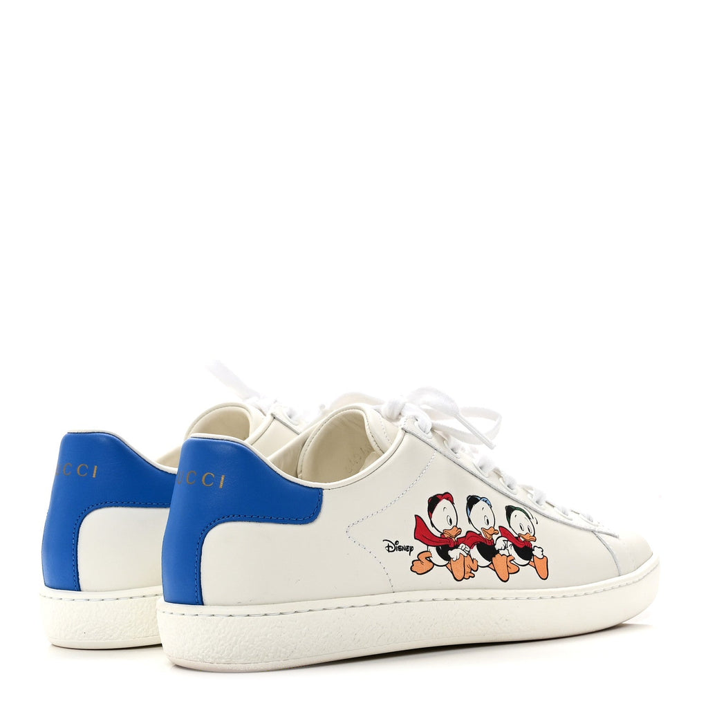 Gucci X DISNEY Calfskin Miro Soft Donald Duck Womens Ace Sneakers 37 White Bright Splash