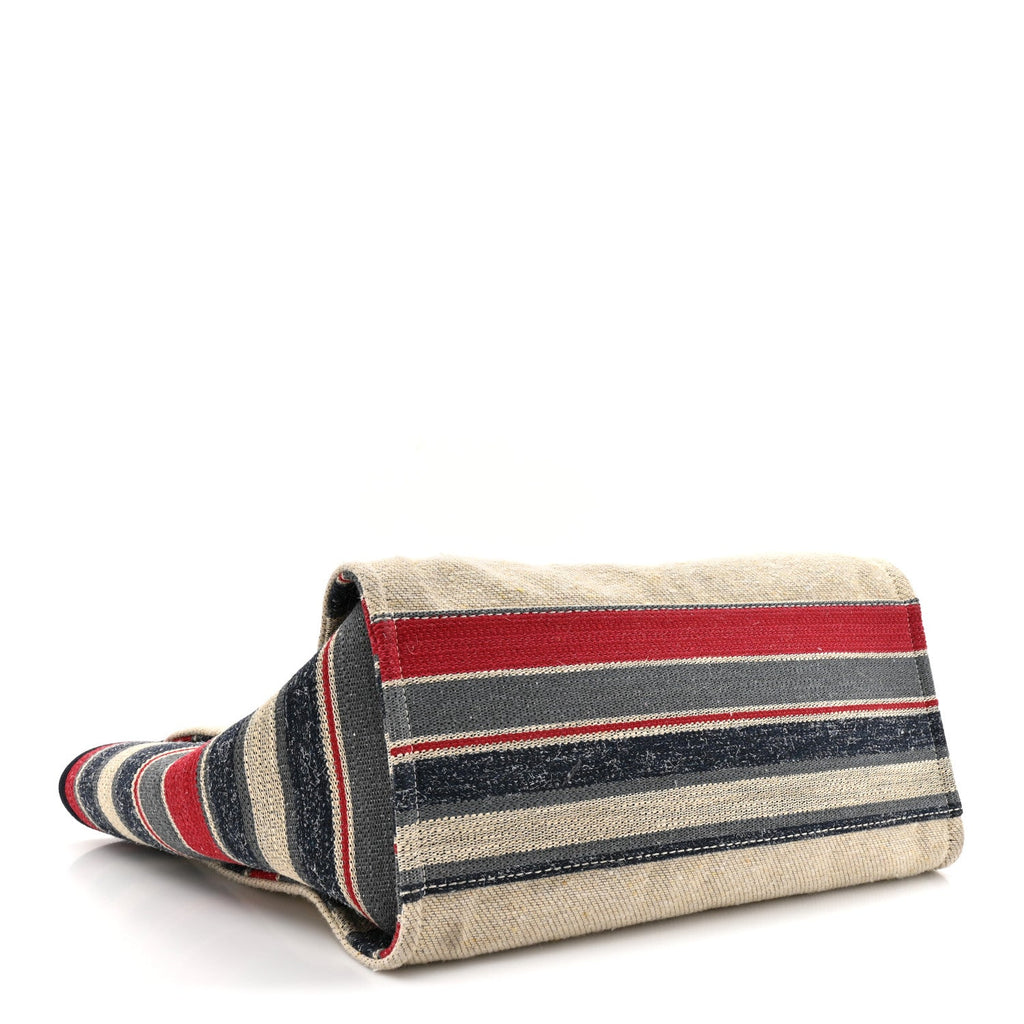 Chanel Striped Canvas Medium Deauville Tote Beige
