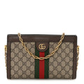 Gucci GG Supreme Monogram Web Small Ophidia Chain Shoulder Bag Brown