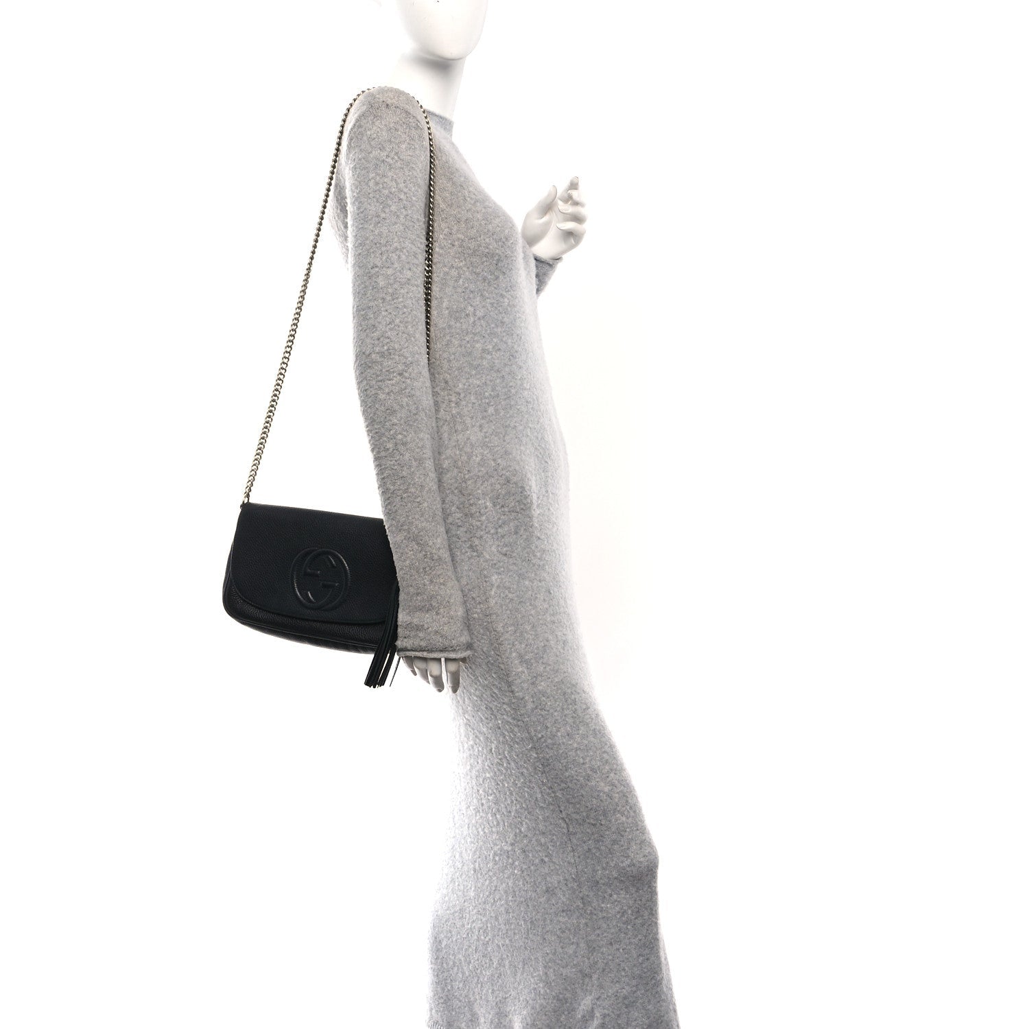 Gucci Pebbled Calfskin Medium Soho Flap Crossbody Black