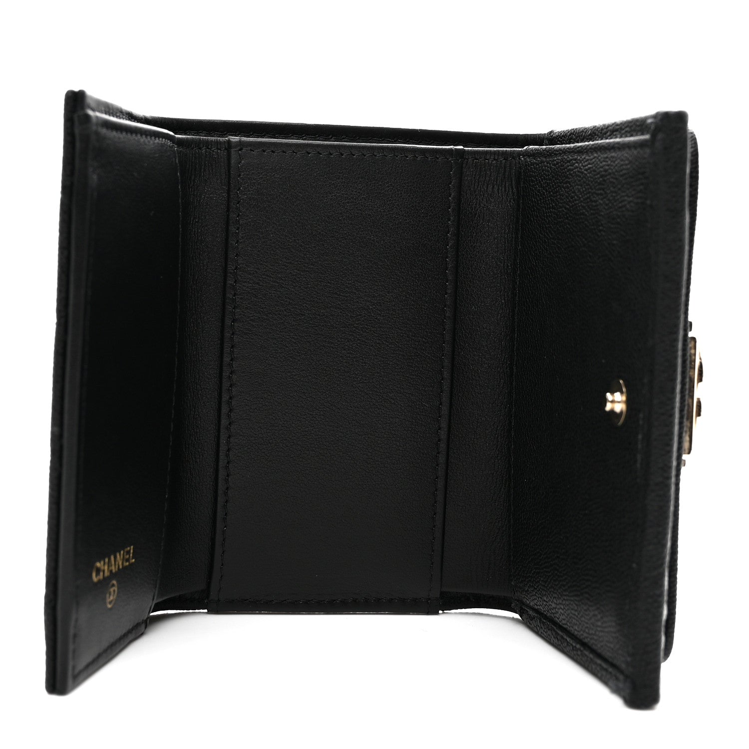 Caviar Quilted Small Boy Flap Wallet Black