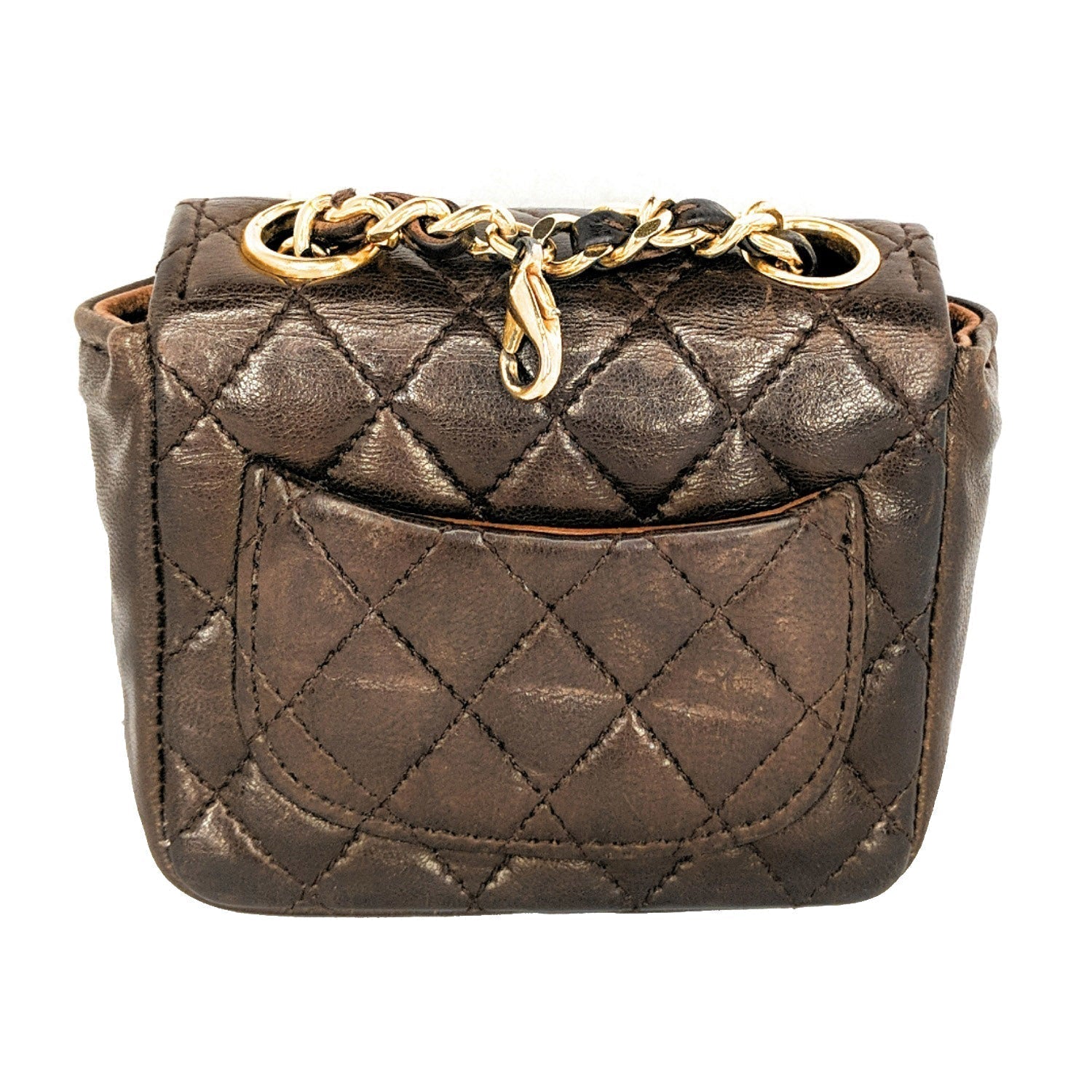 Chanel Vintage Brown Quilted Micro Belt Bag