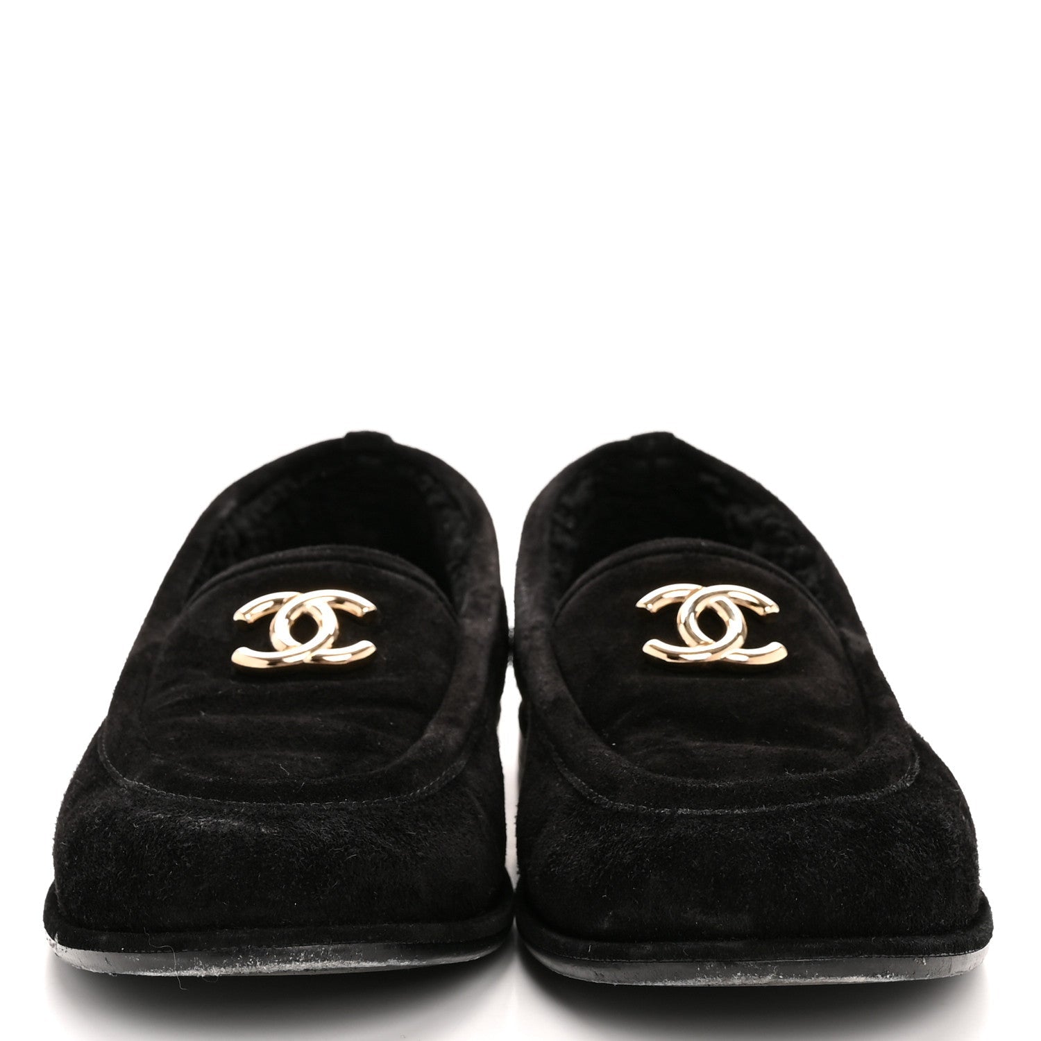 Chanel Suede Calfskin CC Loafers 39.5 Black