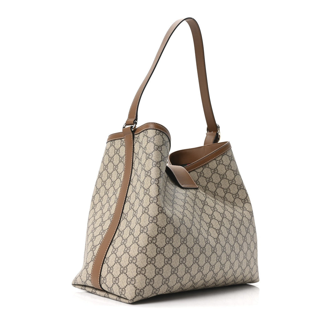 Gucci GG Icon Monogram Padlock Shoulder Bag Beige Dark Brown