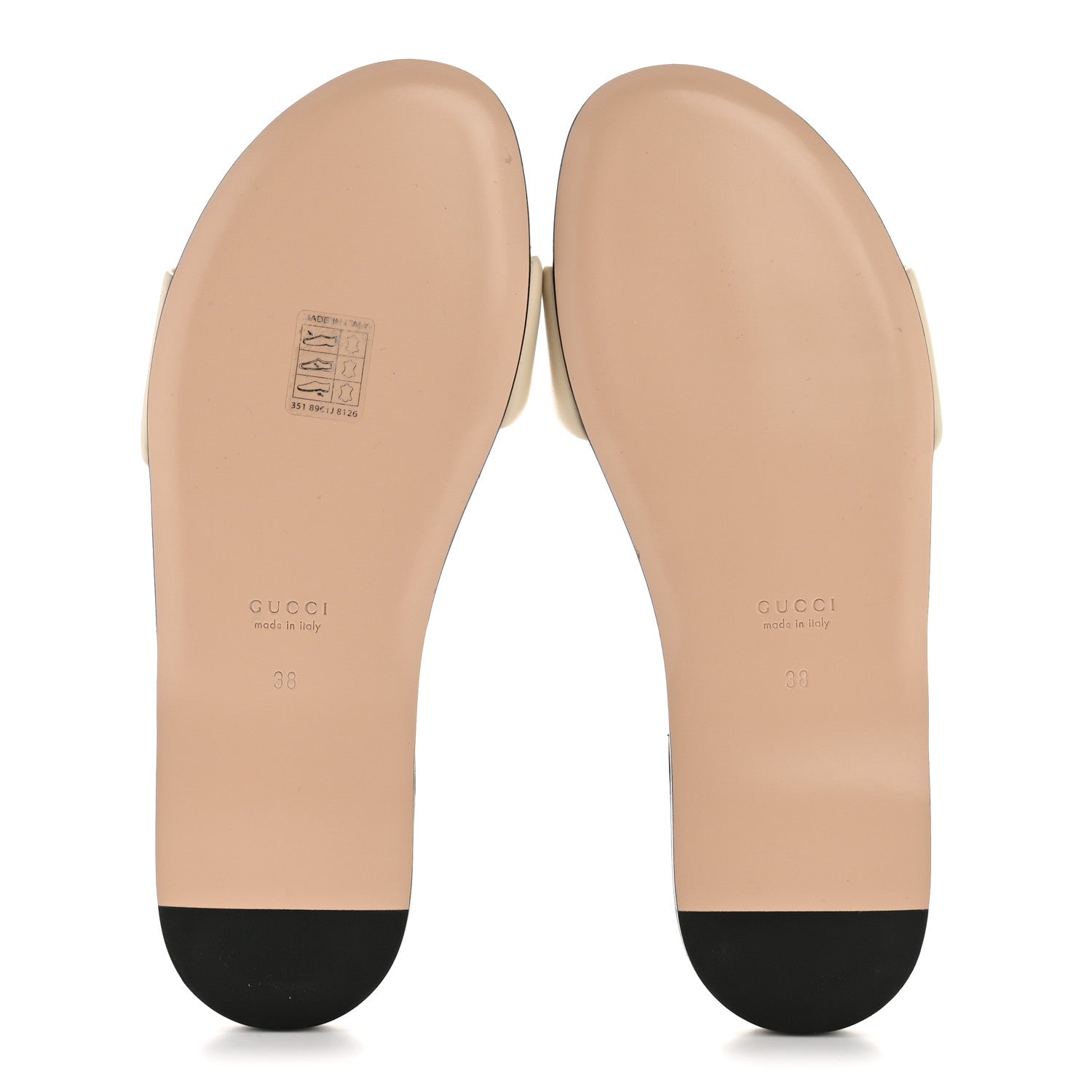 Gucci Nappa Matelasse GG Marmont Flat Slide Sandals 38 New Ivoire