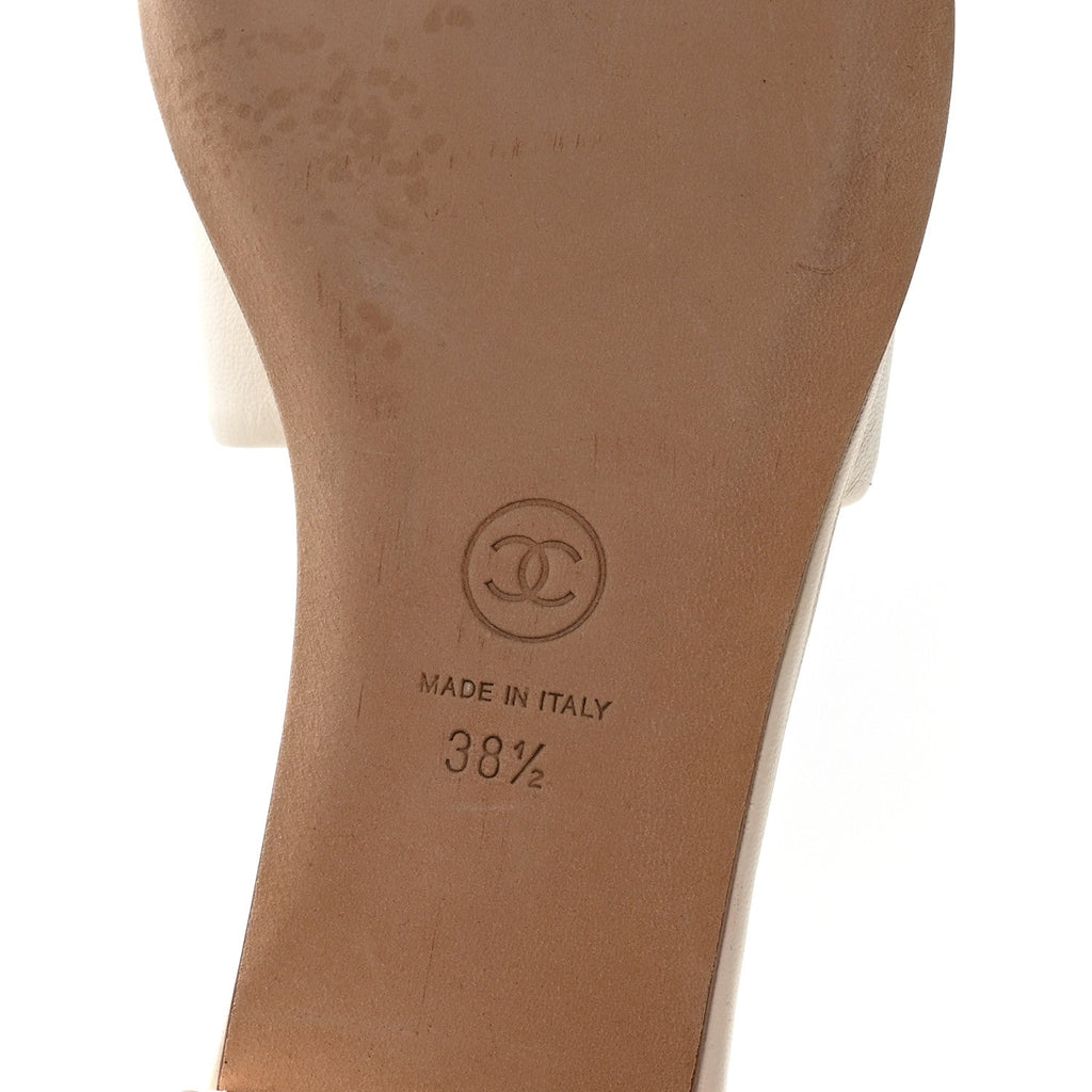 Lambskin Pearl CC Mules 38.5 Ivory