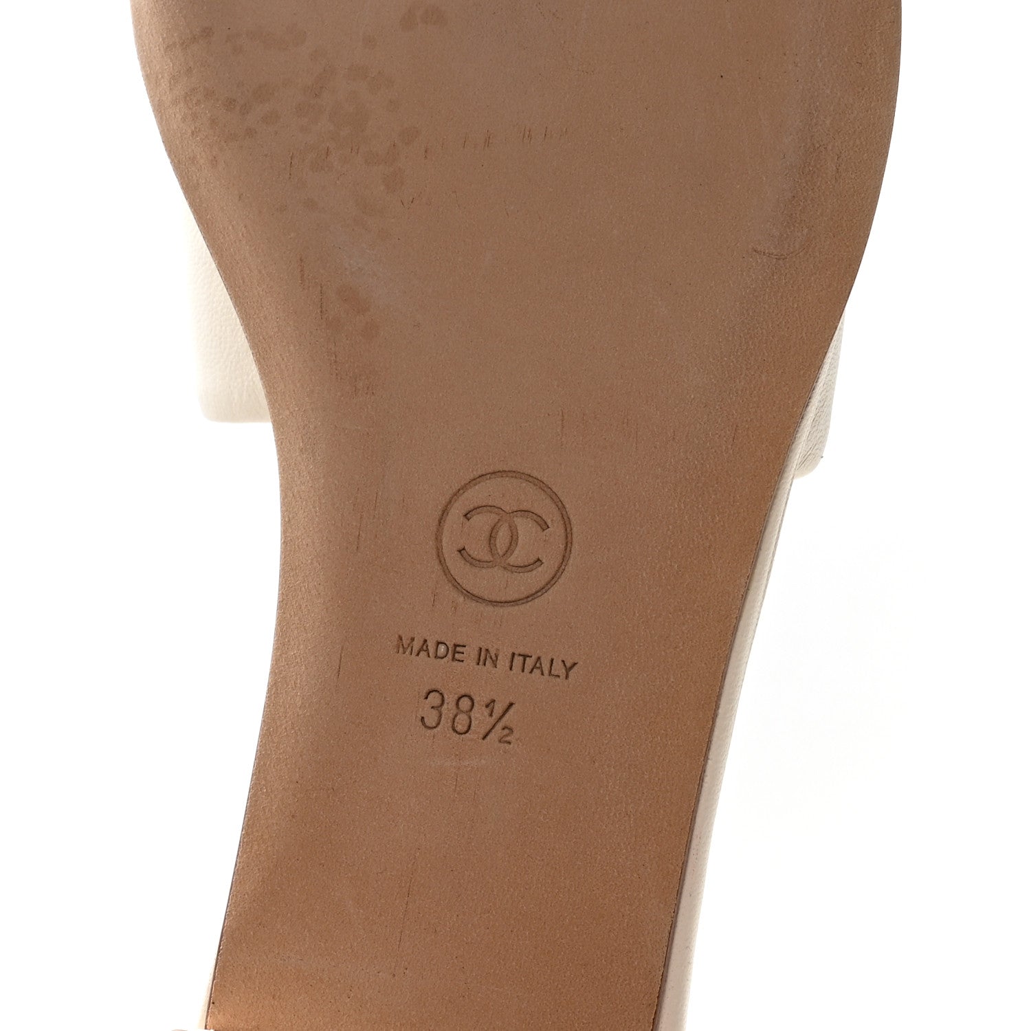 Lambskin Pearl CC Mules 38.5 Ivory