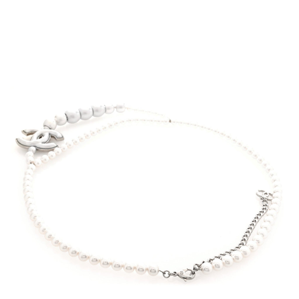 Pearl Resin CC Double Strand Belt Silver