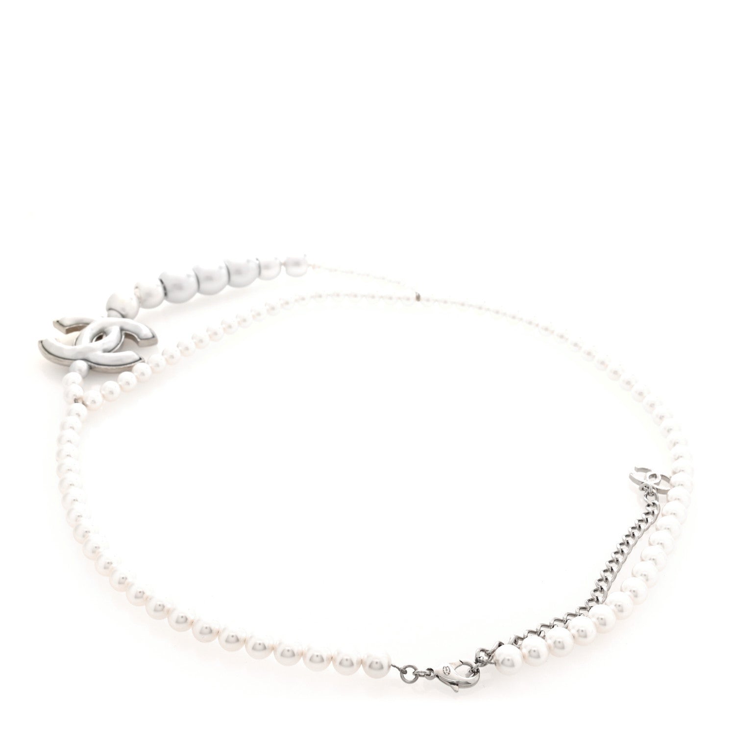 Pearl Resin CC Double Strand Belt Silver