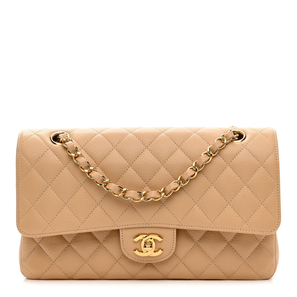 Chanel Caviar Quilted Medium Double Flap Beige