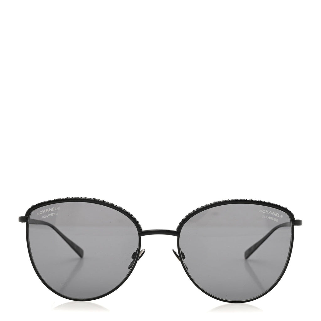 Metal Crystal Polarized Sunglasses 4258-B Black