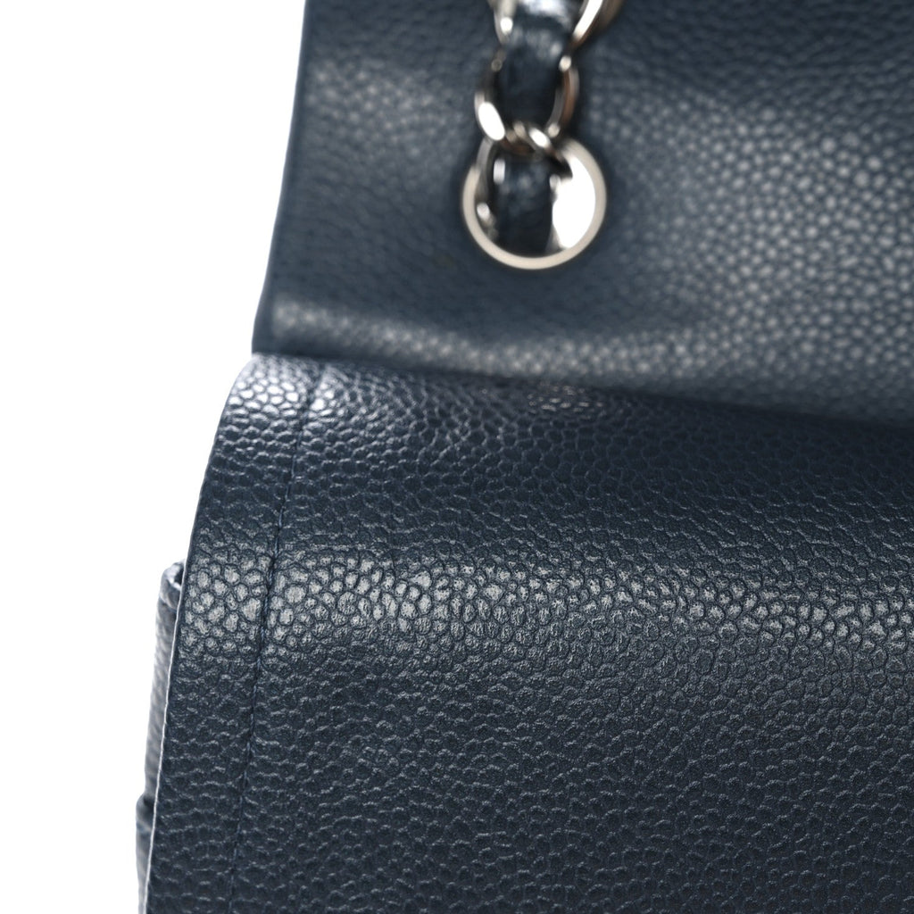 Chanel Caviar Quilted Jumbo Double Flap Blue