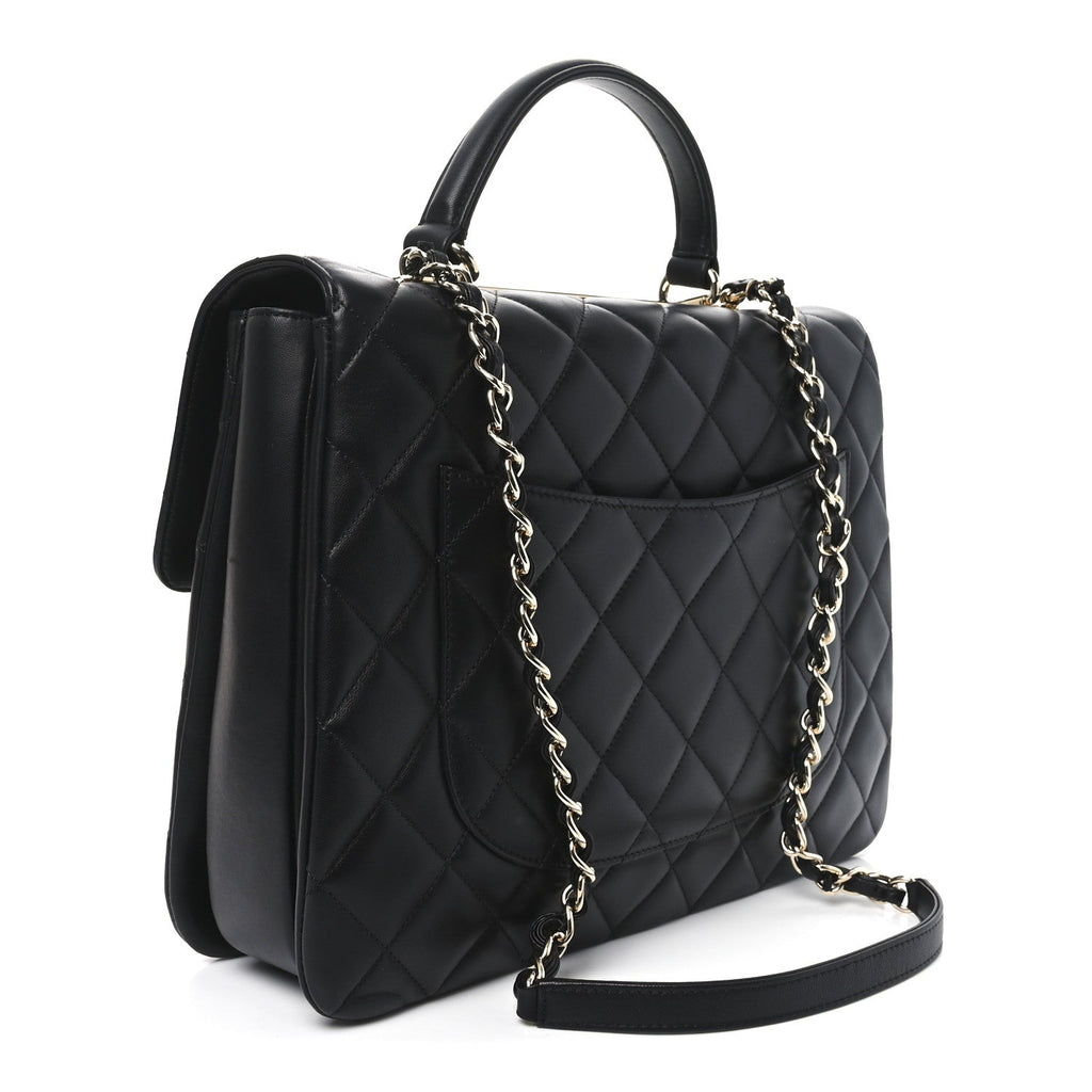 Chanel Lambskin Quilted Large Trendy CC Dual Handle Flap Bag Black
