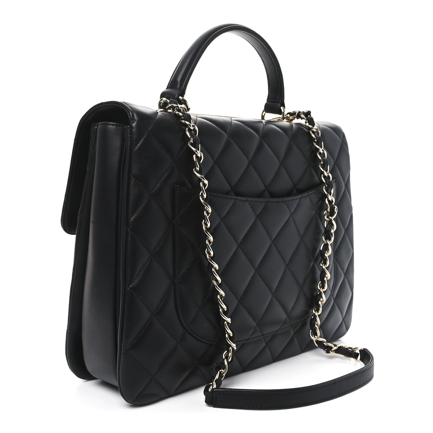 Chanel Lambskin Quilted Large Trendy CC Dual Handle Flap Bag Black