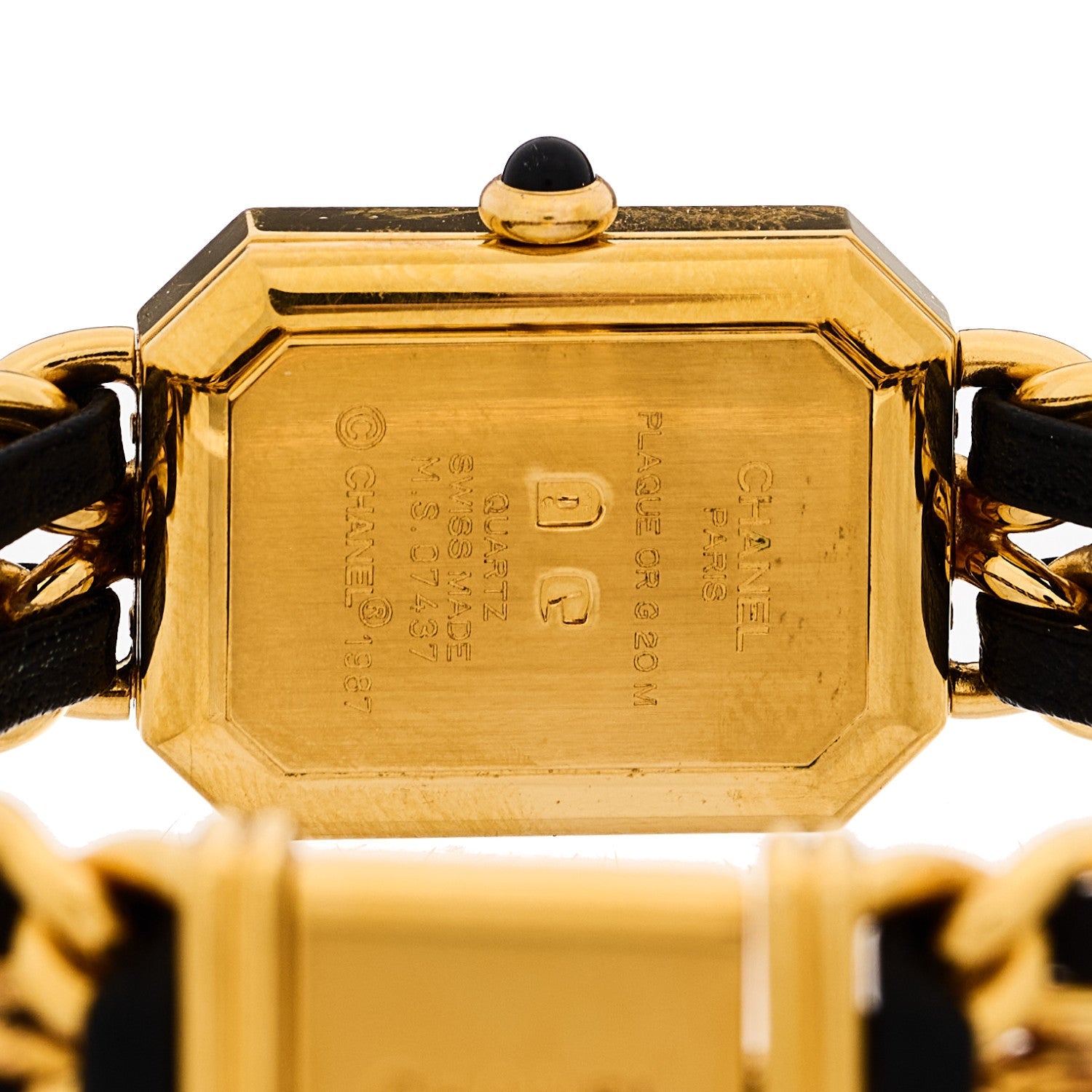Chanel Stainless Steel Lambskin 20mm Chain Premiere Quartz Watch Gold L