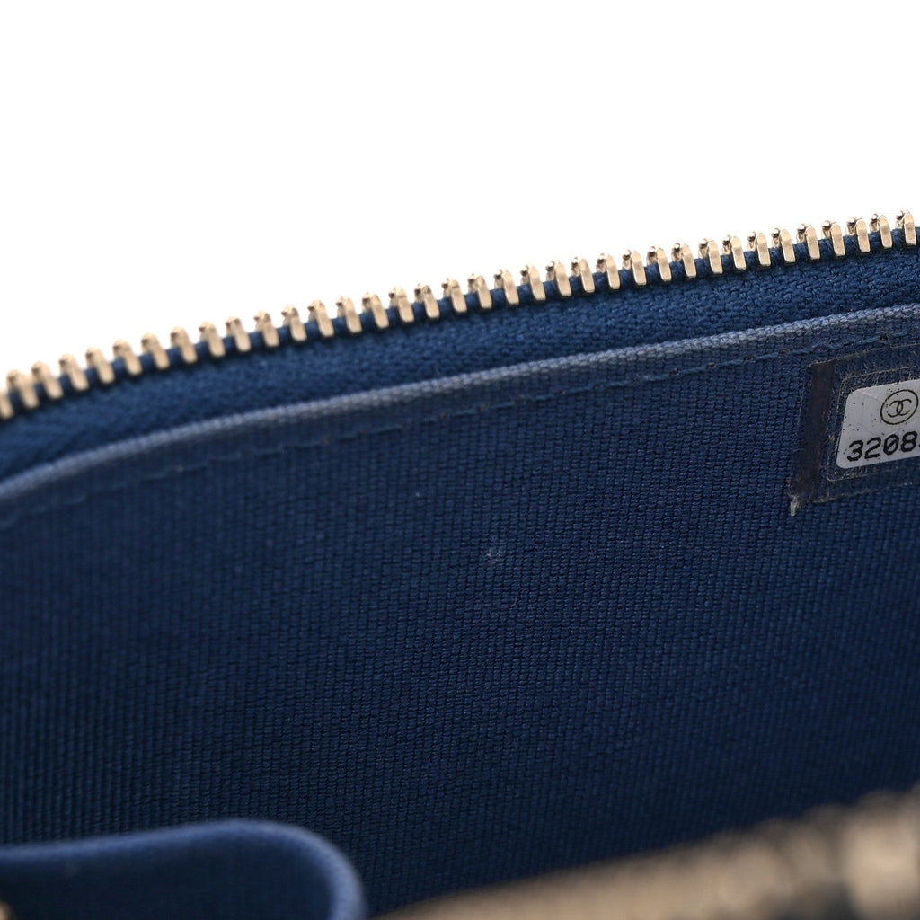 Chanel Lambskin Quilted Top Handle Mini Vanity Case With Chain Blue