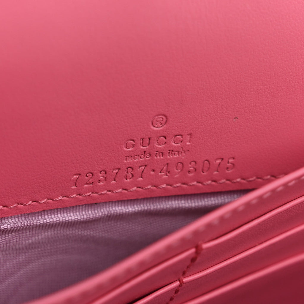 Gucci Calfskin GG Matelasse Chain Wallet Rhodamine Pink