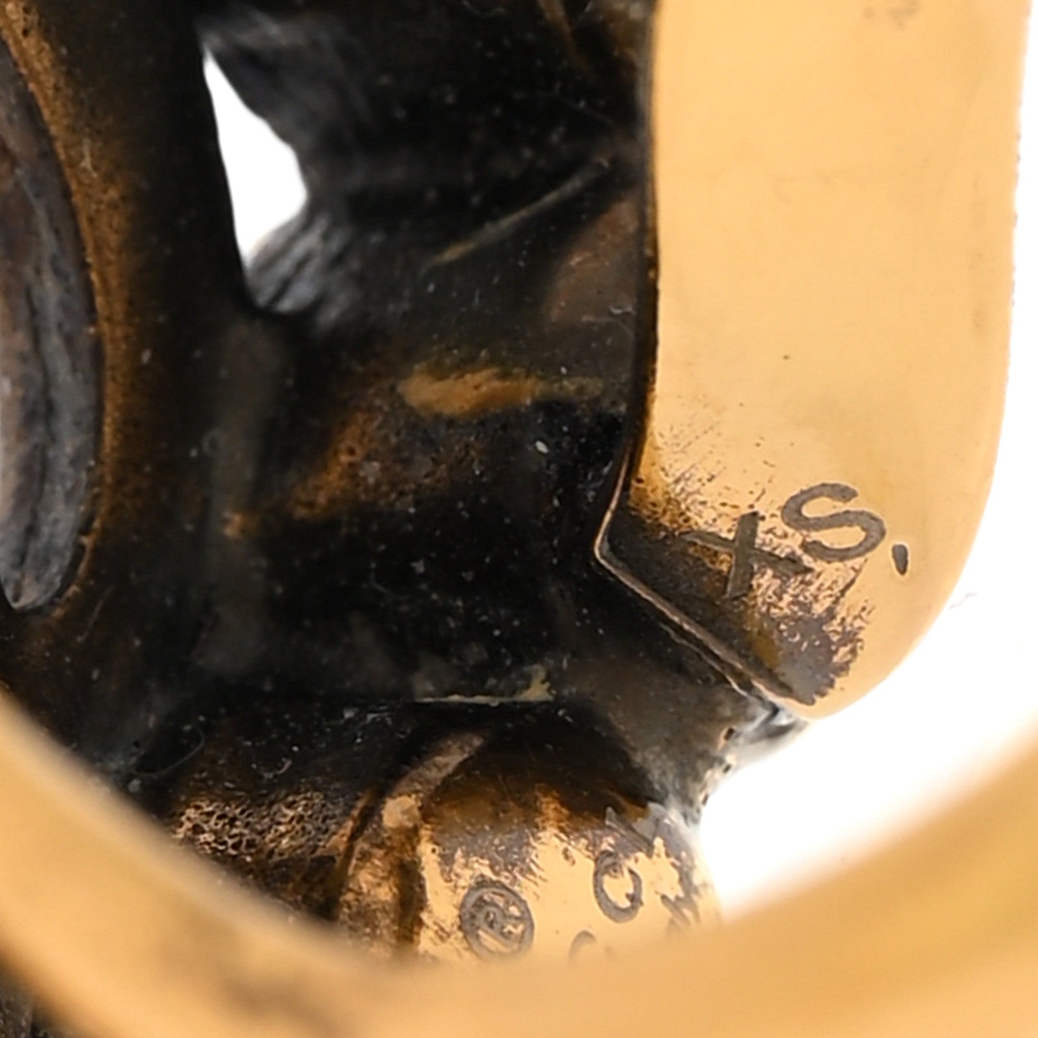 Gucci Metal Crystal Double G Ring XS Aged Gold