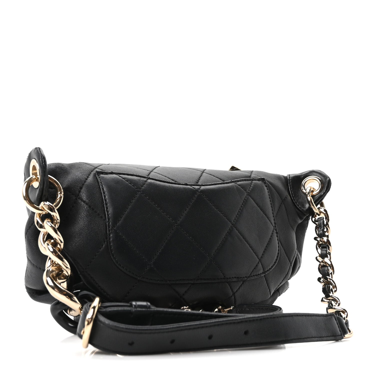 Chanel Lambskin Quilted Resin Bi-Color Waist Bag Fanny Pack Black