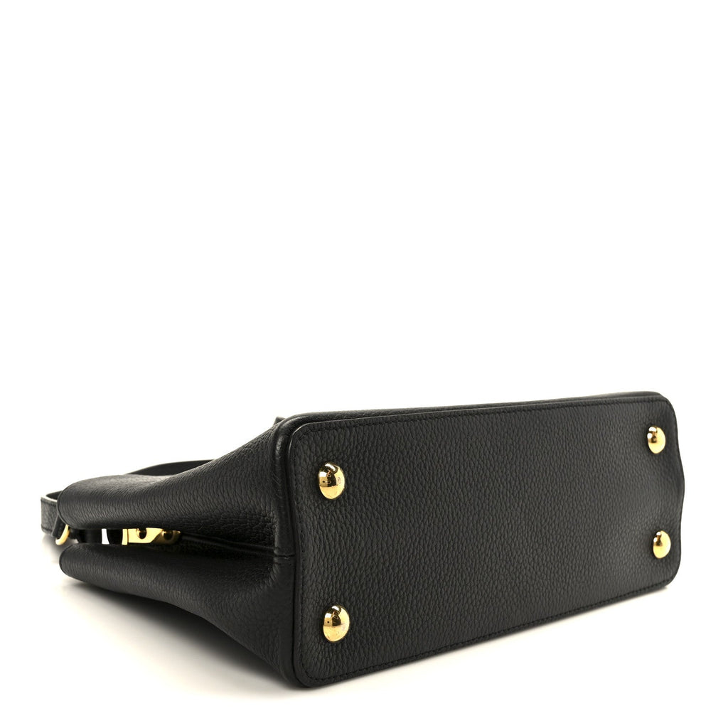 Louis Vuitton Taurillon Capucines PM Black Fuchsia