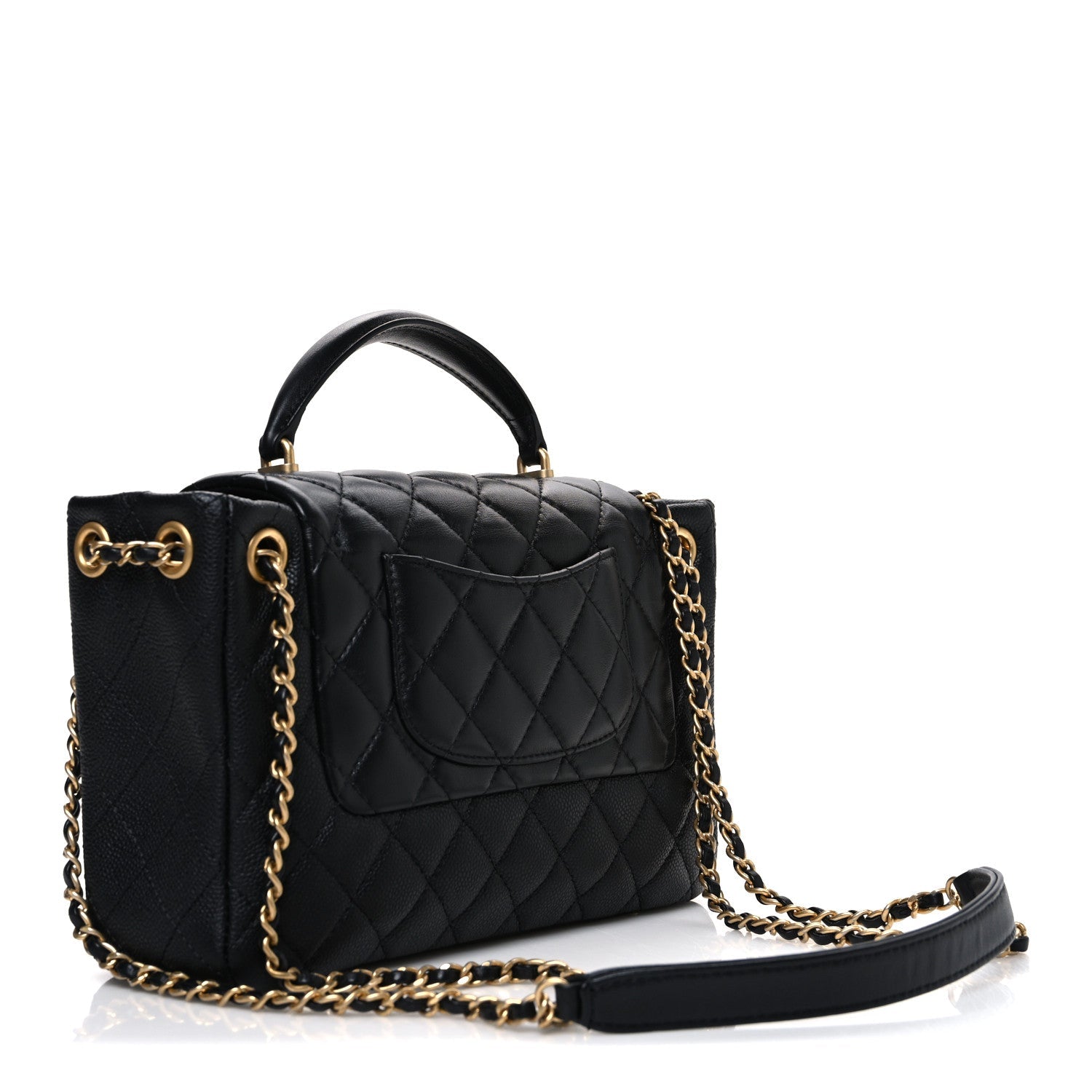 Chanel Caviar Calfskin Quilted Small Top Handle Flap Black