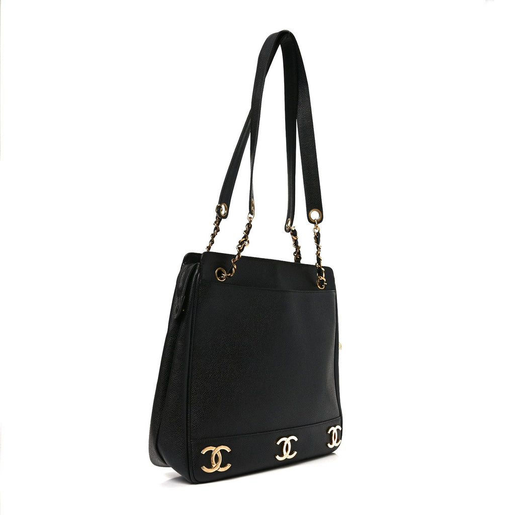 Chanel Caviar CC Shoulder Bag Black