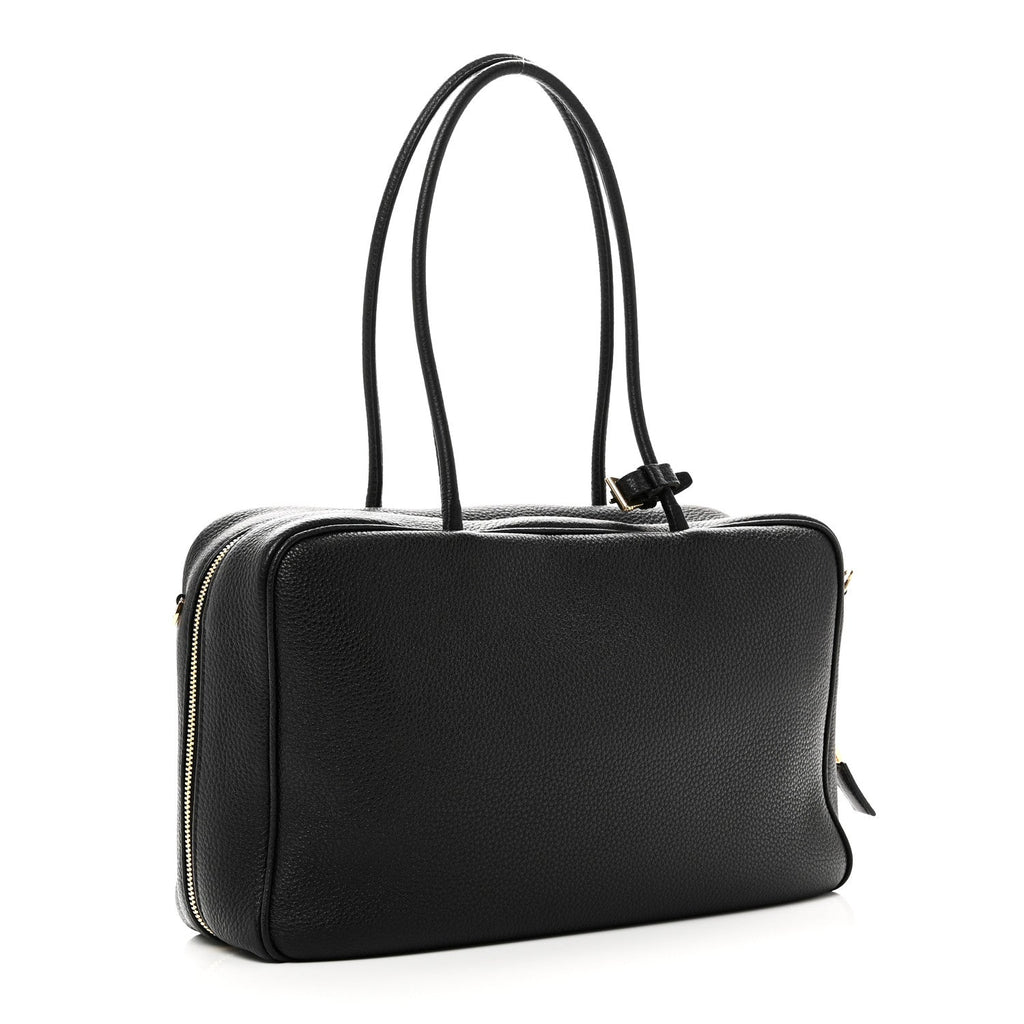 Prada Vitello Daino Soft Large Top Handle Bag Black