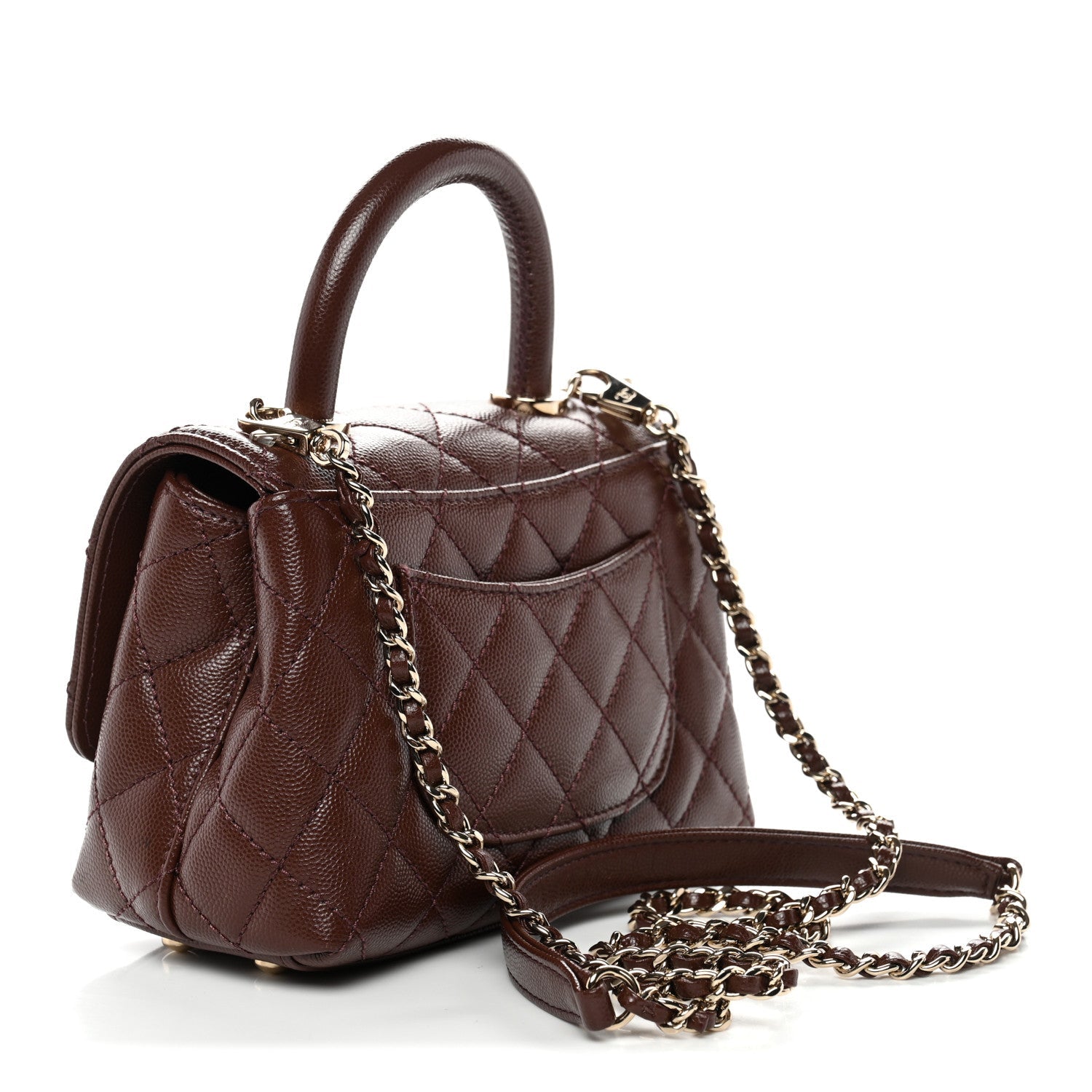 Chanel Caviar Quilted Extra Mini Coco Handle Flap Dark Brown