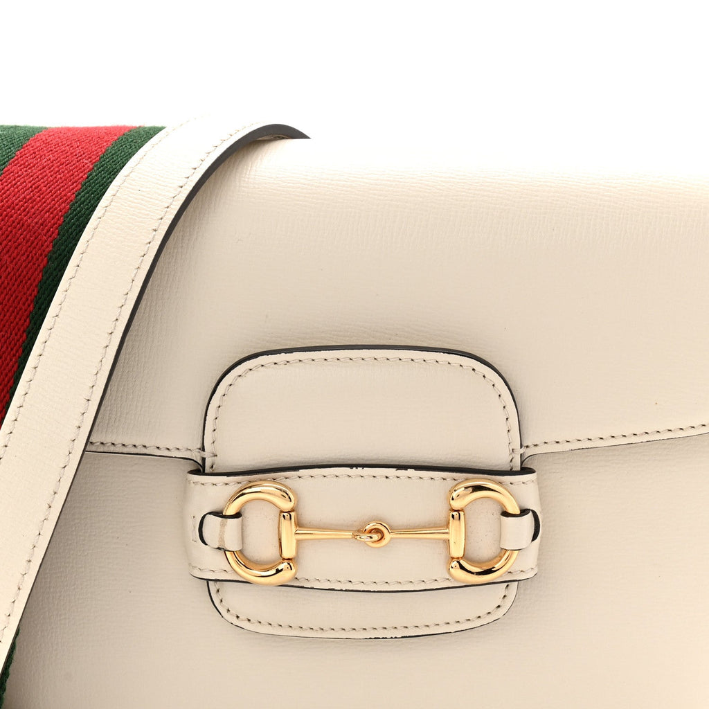 Gucci Azalea Calfskin Web Mini Horsebit 1955 Shoulder Bag Mystic White