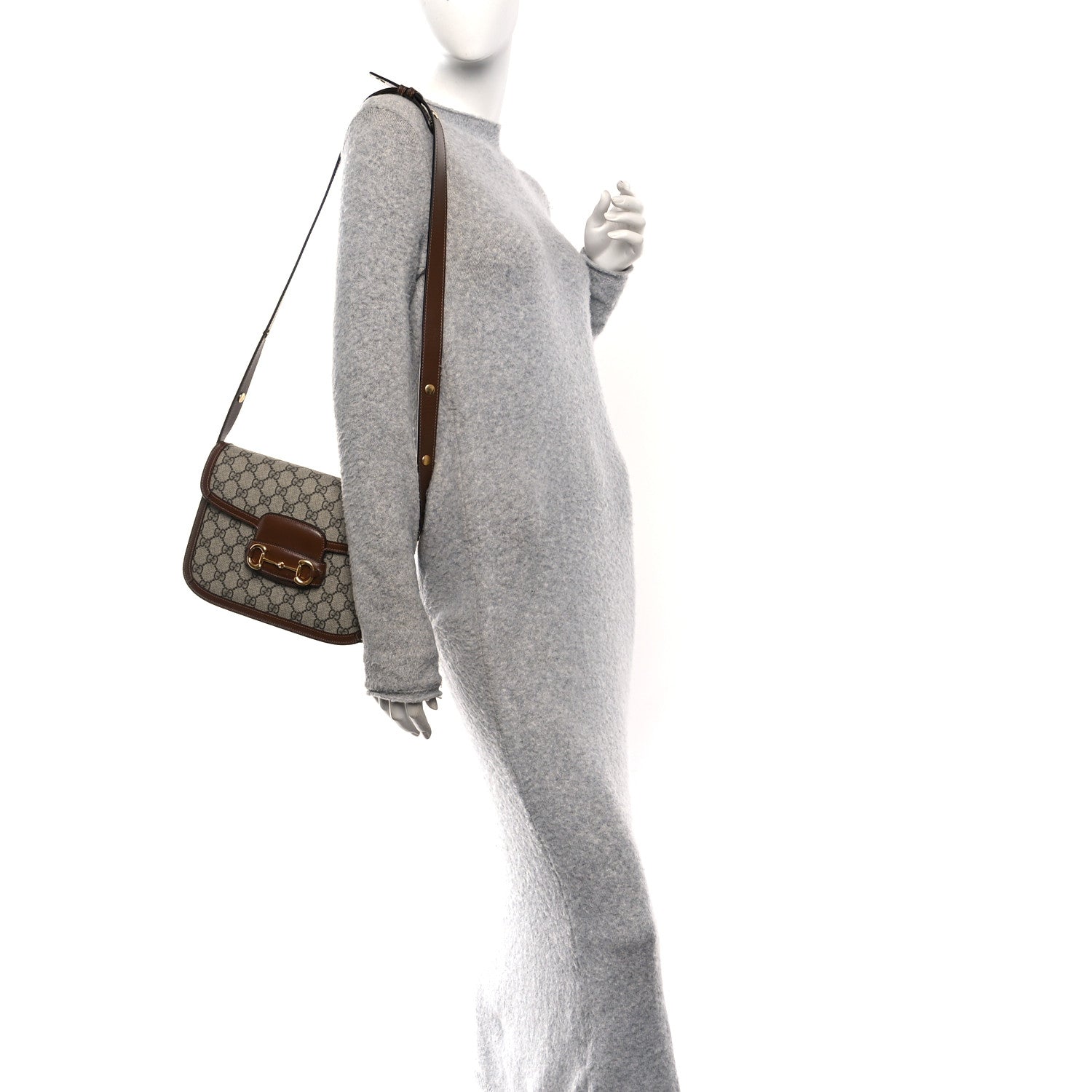 Gucci GG Supreme Monogram Horsebit 1955 Shoulder Bag Beige Brown Sugar