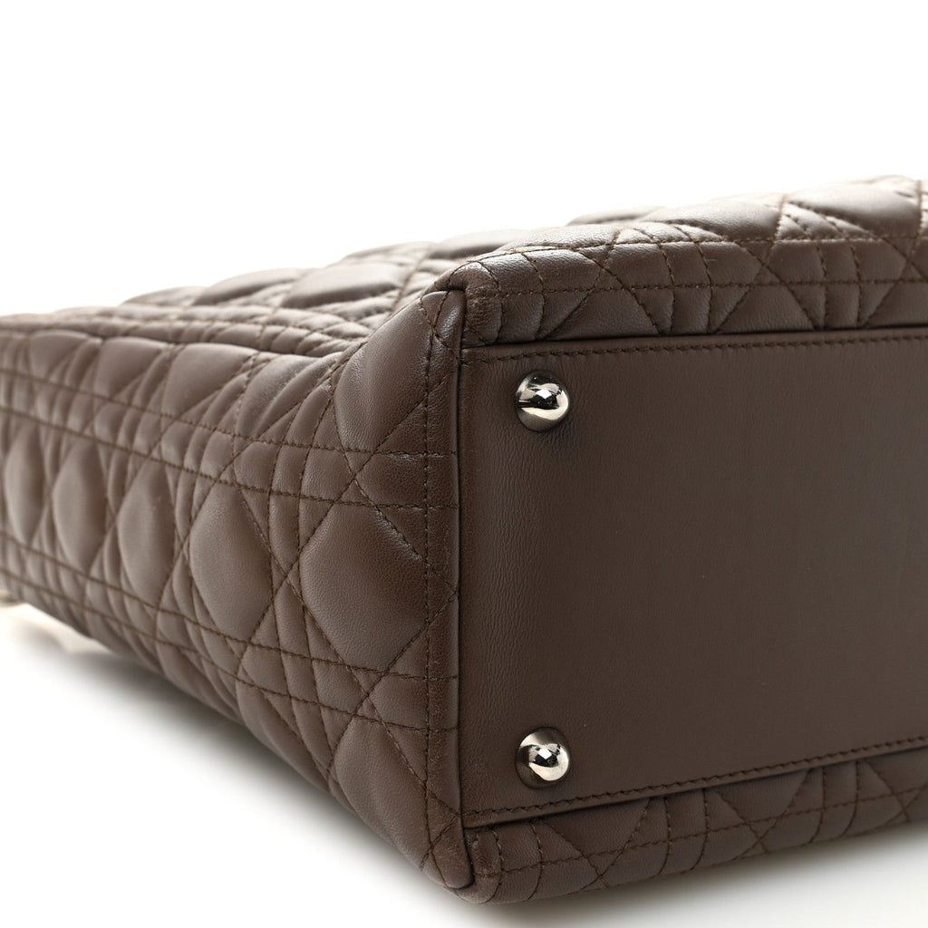Christian Dior Lambskin Cannage Large Lady Dior Brown