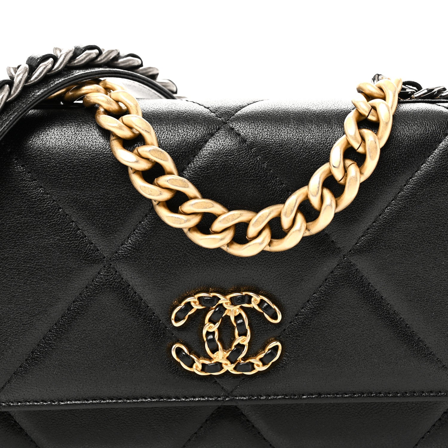 Chanel Lambskin Quilted Chanel 19 Wallet On Chain WOC Black