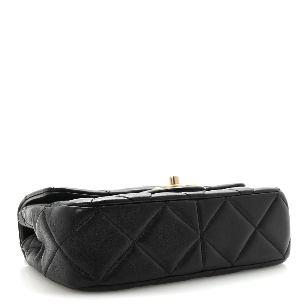 Chanel Lambskin Quilted Pearl Small Flap Black